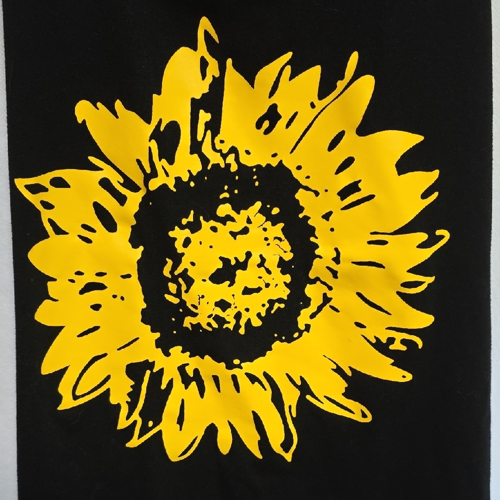 Yellow Sunflower Print Black Tank Top - Picture 3 of 8